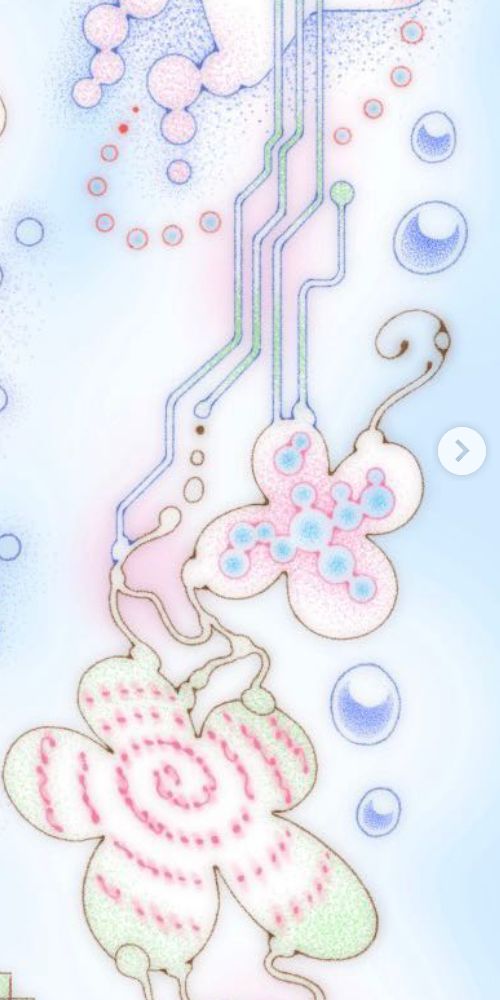 Illustration: pastel circuit flowers